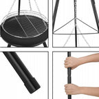 TRÓJNÓG STALOWY 15Ocm Z RUSZTEM 50cm GRILL DO PALENISK OGRODOWYCH