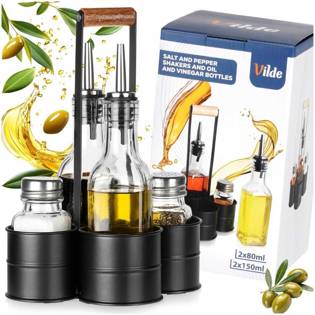BUTELKI SZKLANE DO OLIWY OCTU 2x 250ml PRZYPRAWNIKI W STOJAKU 229276