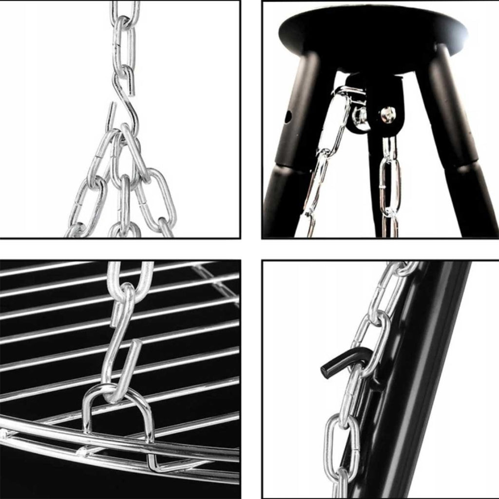TRÓJNÓG STALOWY 15Ocm Z RUSZTEM 50cm GRILL DO PALENISK OGRODOWYCH