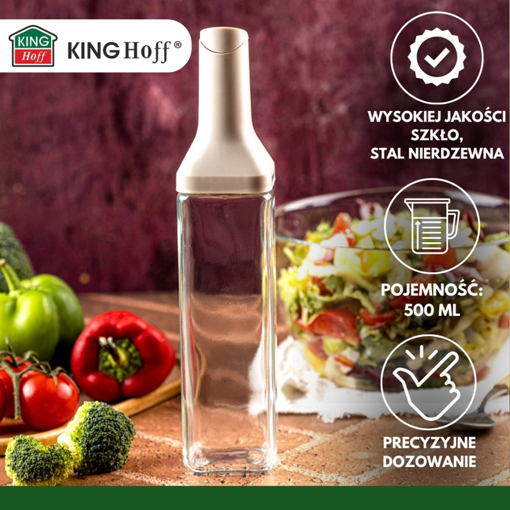 SZKLANA BUTELKA 500ml Z NALEWAKIEM DO OCTU I OLIWY KINGHOFF KH-2004