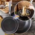 PATELNIA STALOWA WOK 28cm Z POWŁOKĄ PLASTER MIODU KLAUSEBRG KB-9024