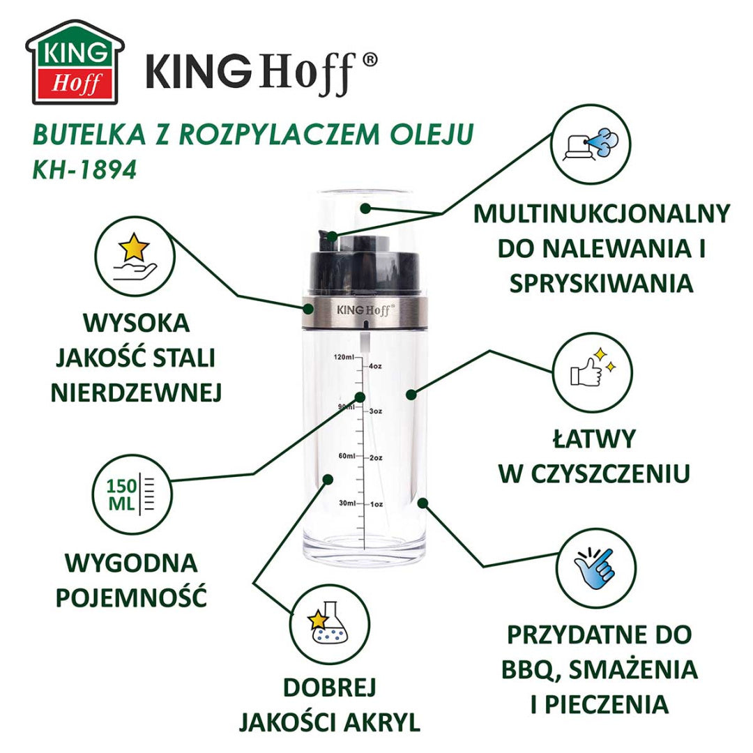 BUTELKA SPRYSKIWACZ DO OCTU I OLIWY KINGHOFF KH-1894