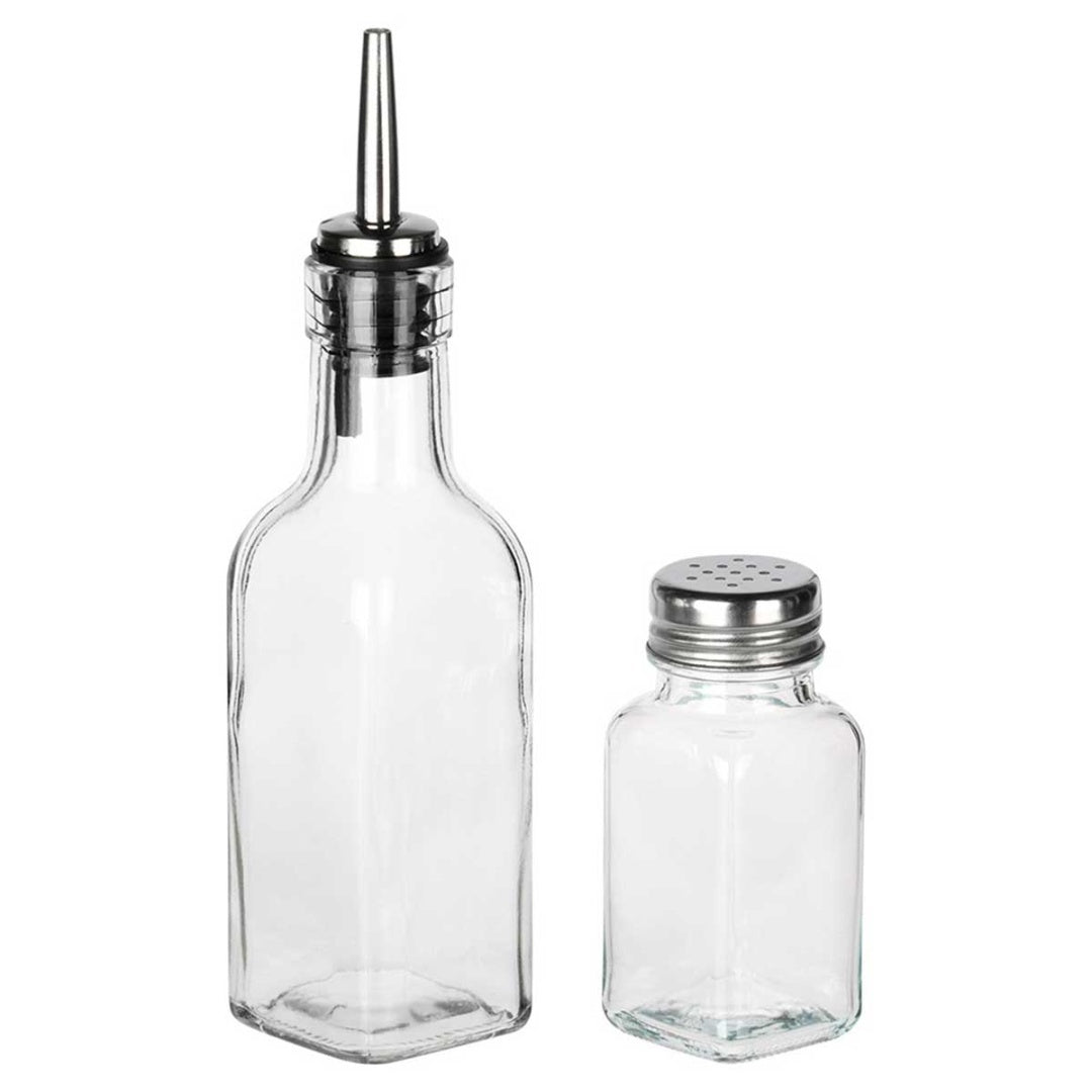 BUTELKI SZKLANE DO OLIWY OCTU 2x 250ml PRZYPRAWNIKI W STOJAKU 229276