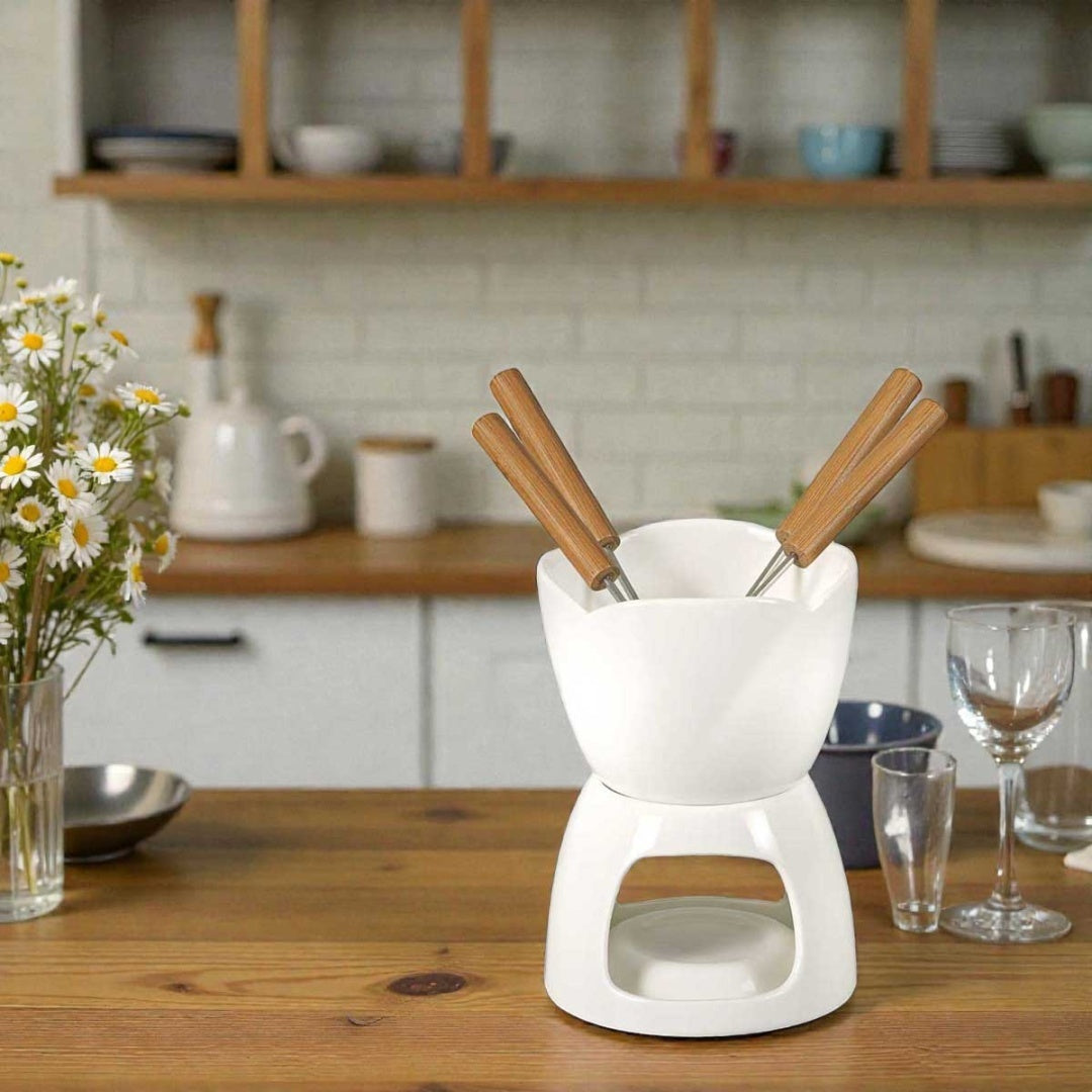 ZESTAW DO FONDUE CZEKOLADOWEGO + WIDELCZYKI BANQUET BIANCA